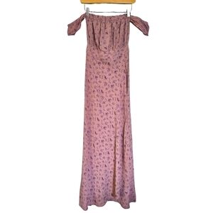 Flynn Skye Mauve Floral Bella‎ Off Shoulder Maxi Dress Small